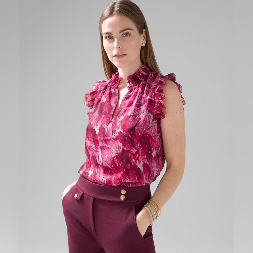 Clip Dot Mock Neck Blouse